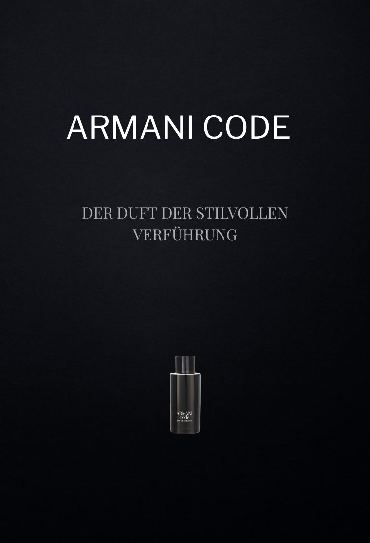 Dunkle, minimalistische Werbung für Armani Code
