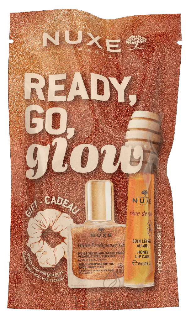 Nuxe Ready, Go, Glow Honey Set Lip Treatment 10ml/Dry Oil 10ml/Scrunchie 20 ml