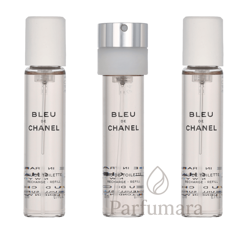Chanel Bleu De Chanel Pour Homme Giftset 3x Edt Spray Refill 20ml - Twist and Spray - Travel Sprays 60 ml