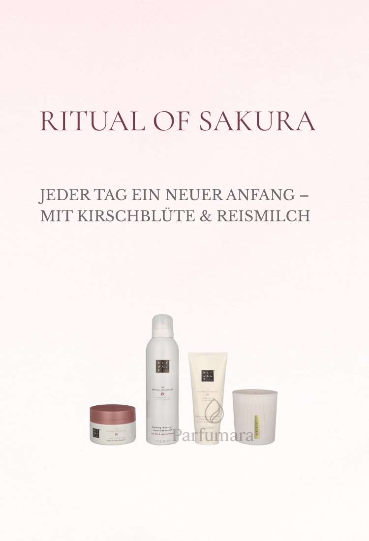 Ein Set mit vier Hautpflegeprodukten von „Ritual of Sakura“