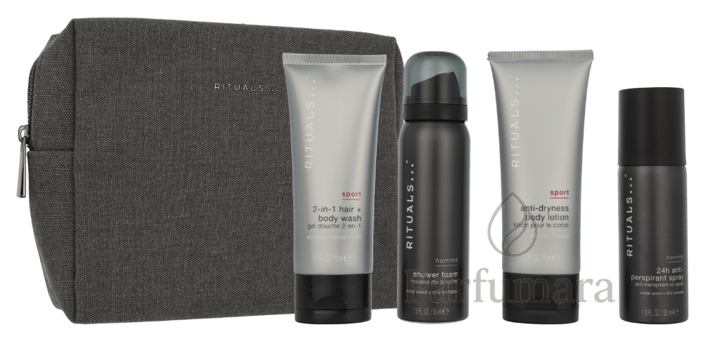 Rituals Homme Men's Care Set Shower Foam 50ml/2 - in1 Hair And Body Wash 70ml/Body Lotion 70ml/Antiperspirant Spray 50ml