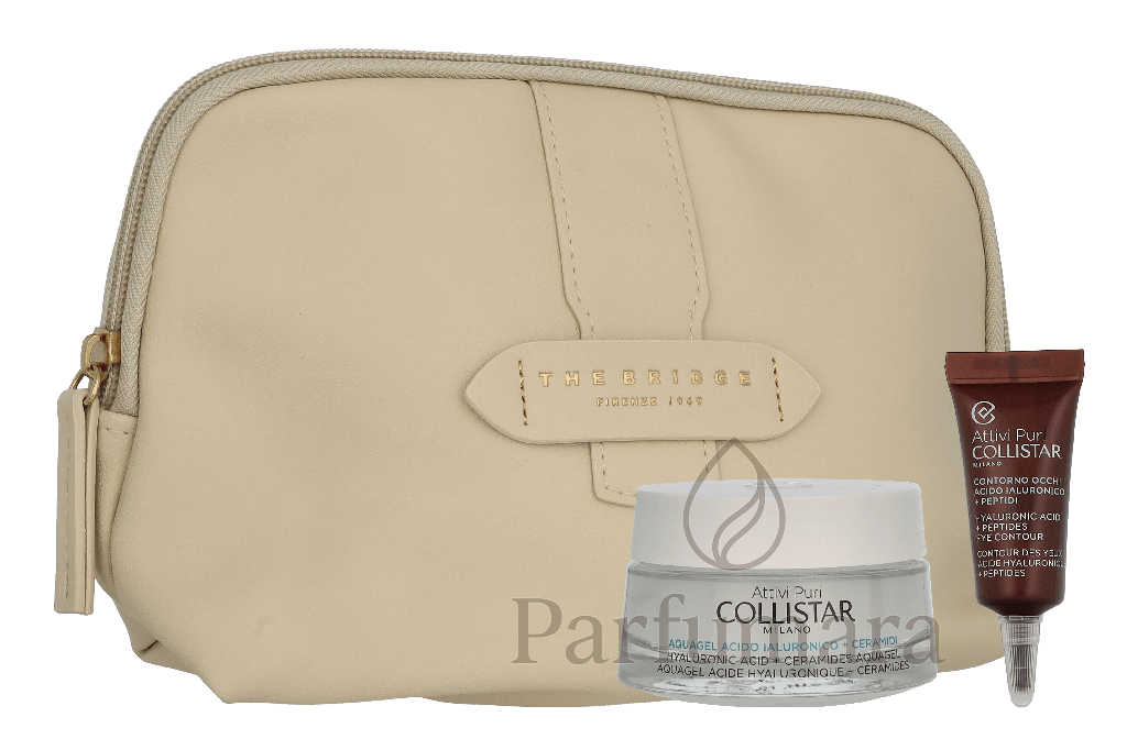 Collistar Attivi Puri Set Aquagel Hyaluronic Acid Cream 50 ml / Mini Pure Active Eye Contour 5 ml / Pouch 55 ml