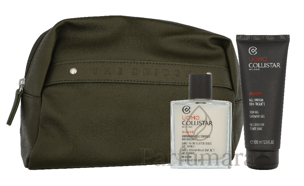 Collistar Uomo Set Aftershave Sensitive Skin 100 ml / Mini Toning Shower Gel 100 ml / Pouch 200 ml