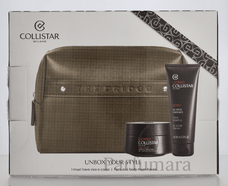 Collistar Uomo Set Energizing Anti - Age Cream Gel 50 ml/Mini Toning Shower Gel 100 ml/Pouch 150 ml