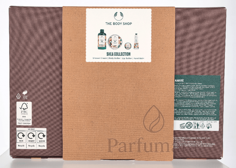 The Body Shop G4 Medium Shea Giftset Shower Cream 250ml/ Body Butter 200ml/Hand Balm 30ml/Body Mist 100ml/Large Bath Lily 580 ml