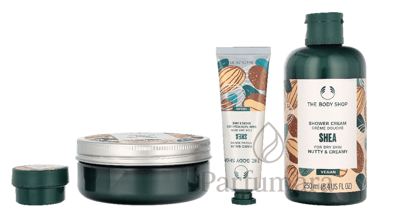 The Body Shop G4 Medium Shea Giftset Shower Cream 250ml/ Body Butter 200ml/Hand Balm 30ml/Body Mist 100ml/Large Bath Lily 580 ml