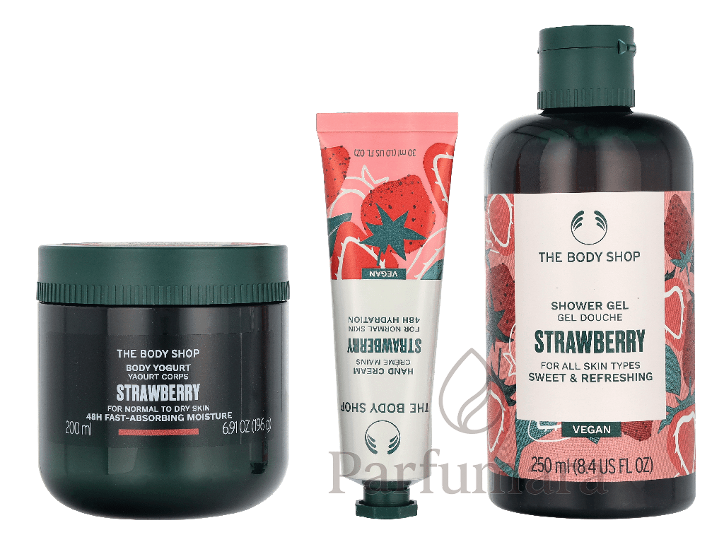 The Body Shop G3 Small Strawberry Giftset Hand Cream 30ml/Body Butter 50ml/Shower Cream 60ml 140 ml