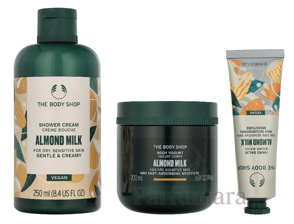 The Body Shop G3 Small Almond Milk Giftset Hand Cream 30ml/Body Butter 50ml/Shower Cream 60ml 140 ml
