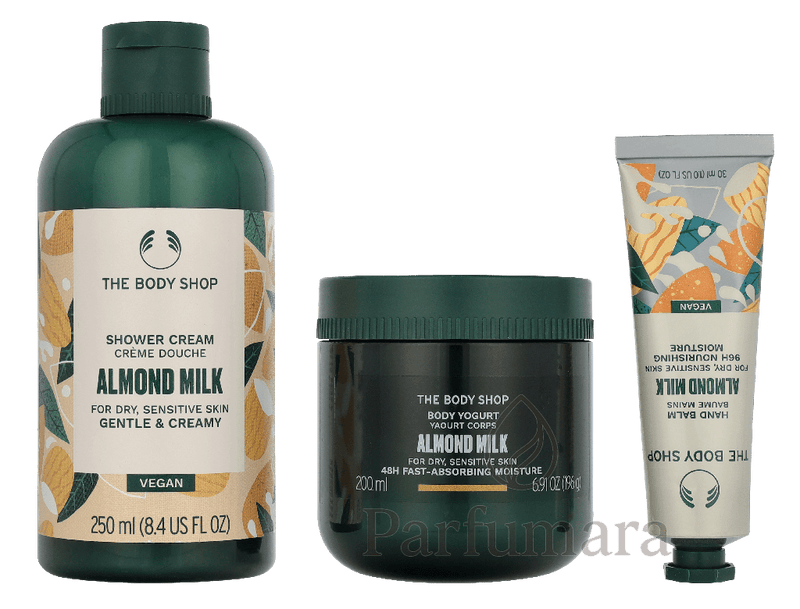 The Body Shop G3 Small Almond Milk Giftset Hand Cream 30ml/Body Butter 50ml/Shower Cream 60ml 140 ml