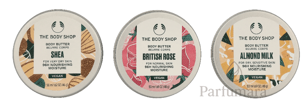 The Body Shop G2 Body Butter Trio Set Shea Body Butter 50ml/Mango Body Butter 50ml/British Rose Body Butter 50ml 150 ml