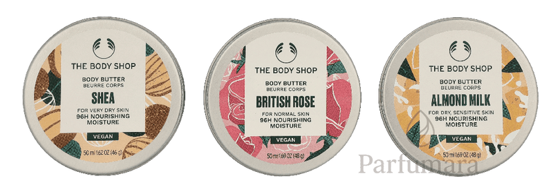 The Body Shop G2 Body Butter Trio Set Shea Body Butter 50ml/Mango Body Butter 50ml/British Rose Body Butter 50ml 150 ml