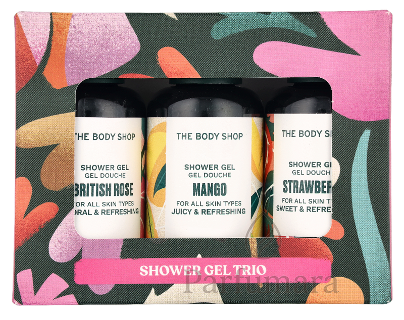 The Body Shop G1 Shower Gel Trio Set Pink Grapefruit Shower Gel 60ml/Strawberry Shower Gel 60ml/British Rose Shower Gel 60ml 180 ml