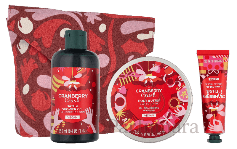 The Body Shop G3 Cranberry Essentials Giftset Shower Gel 250ml/Body Yogurt 200ml/Hand Cream 30ml/Soap Bar 100g/Bath Lily 580 ml