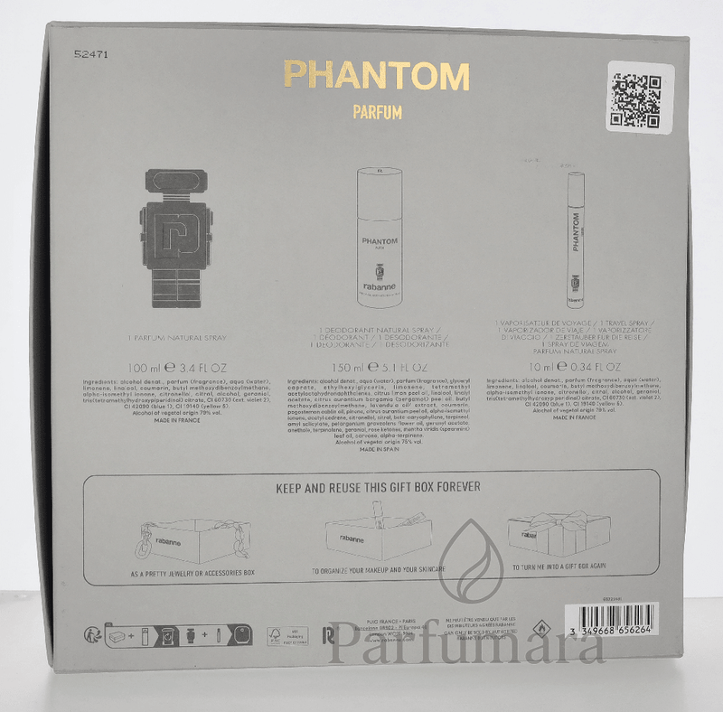 Paco Rabanne Phantom Geschenkset Parfum Spray 100ml/Deo Spray 150ml/Parfum Spray 10ml 160 ml
