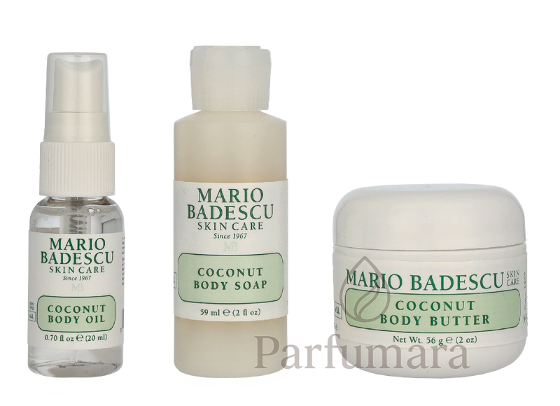 Mario Badescu Coconut Body Travel Trio Set Hydrating Shower Gel 59ml/Intense Hydrating Body Butter 56g/Nourishing Body Oil Spray 20ml 135 ml