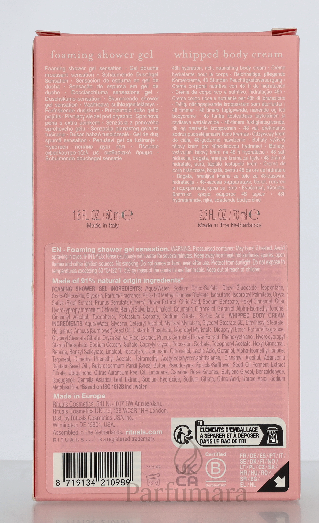 Rituals Sakura Exclusive Travel Set Foarming Shower Gel 50ml/Whipped Body Cream 70ml 120 ml