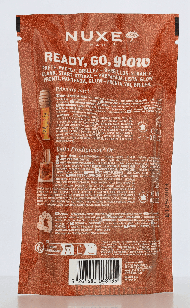 Nuxe Ready, Go, Glow Honey Set Lip Treatment 10ml/Dry Oil 10ml/Scrunchie 20 ml