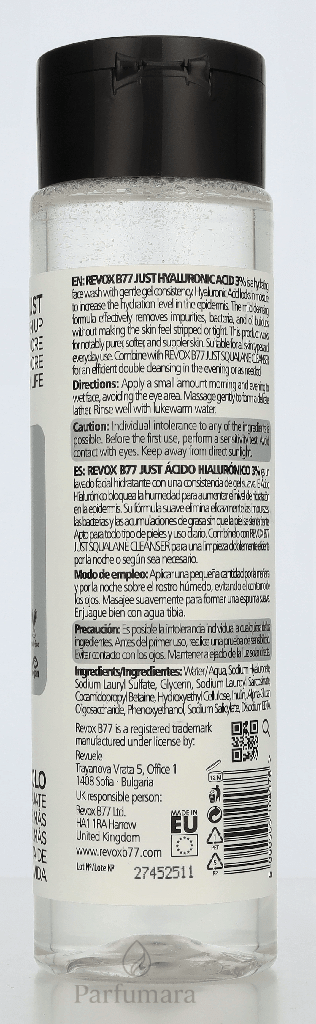 Revox B77 Just Hyaluronic Acid 3% Hydrating Face Wash 250 ml