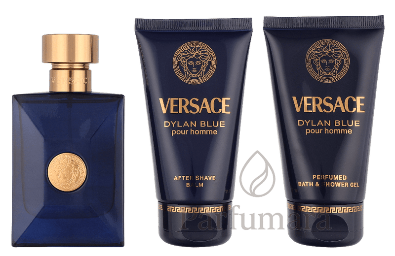 Versace Dylan Blue Pour Homme Geschenkset Eau de Toilette 50ml/Bath & Shower Gel 50ml/Aftershave Balm 50ml 150 ml