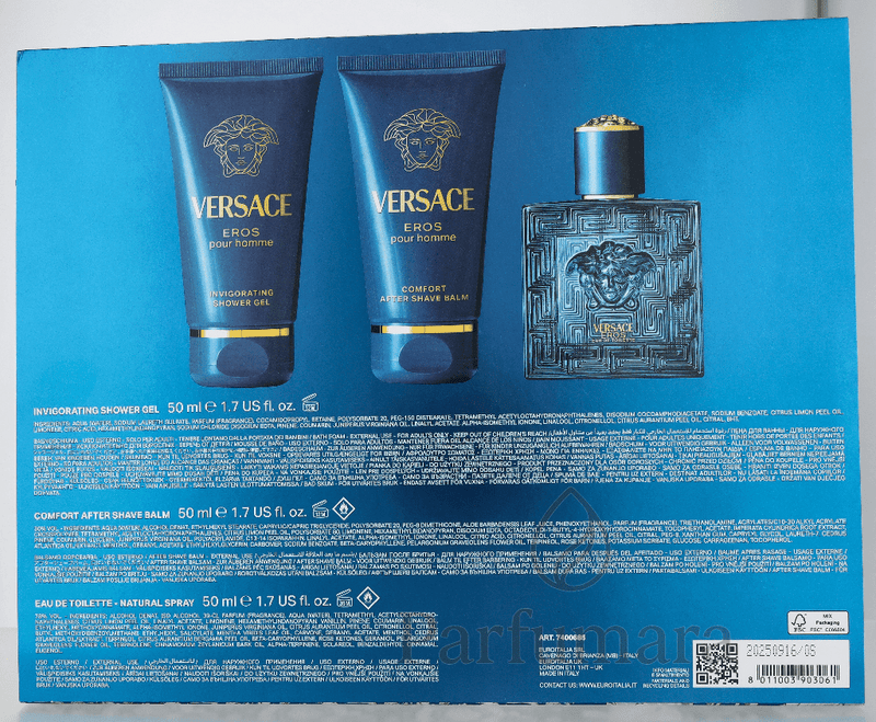 Versace Eros Pour Homme Geschenkset Eau de Toilette 50ml/Bath & Shower Gel 50ml/Aftershave Balm 50ml 150 ml