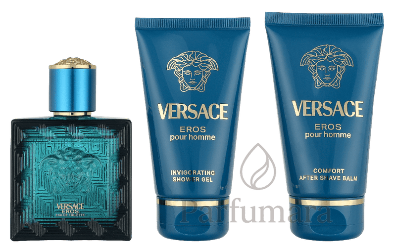 Versace Eros Pour Homme Geschenkset Eau de Toilette 50ml/Bath & Shower Gel 50ml/Aftershave Balm 50ml 150 ml