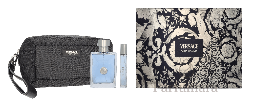 Versace Pour Homme Geschenkset Eau de Toilette 100ml/Eau de Toilette 10ml/Black Trousse 110 ml
