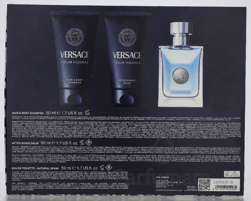 Versace Pour Homme Geschenkset Eau de Toilette 50ml/Aftershave Balm 50ml/Hair & Body Shampoo 50ml 150 ml