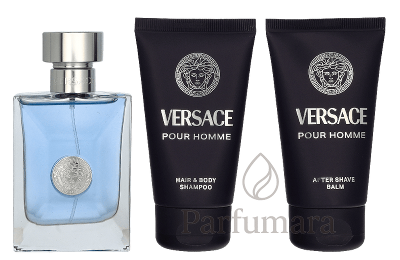 Versace Pour Homme Geschenkset Eau de Toilette 50ml/Aftershave Balm 50ml/Hair & Body Shampoo 50ml 150 ml