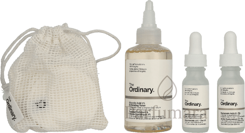 The Ordinary The Mini Icons Set Glycolic Acid Exfoliating Toner 100ml/Niacinamide 15ml/Hyaluronic Acid 15ml/4 Cotton Pads/Mesh Pouch 130 ml