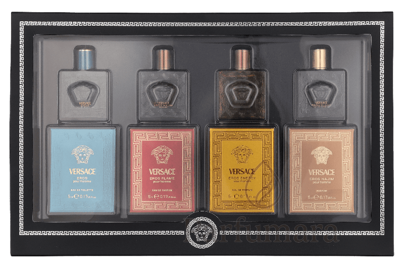 Versace Miniature Set Men 4x 5ml - Eros Najim Parfum/Eros Energy Eau de Parfum/Eros Eau de Toilette/Eros Flame Eau de Parfum 20 ml