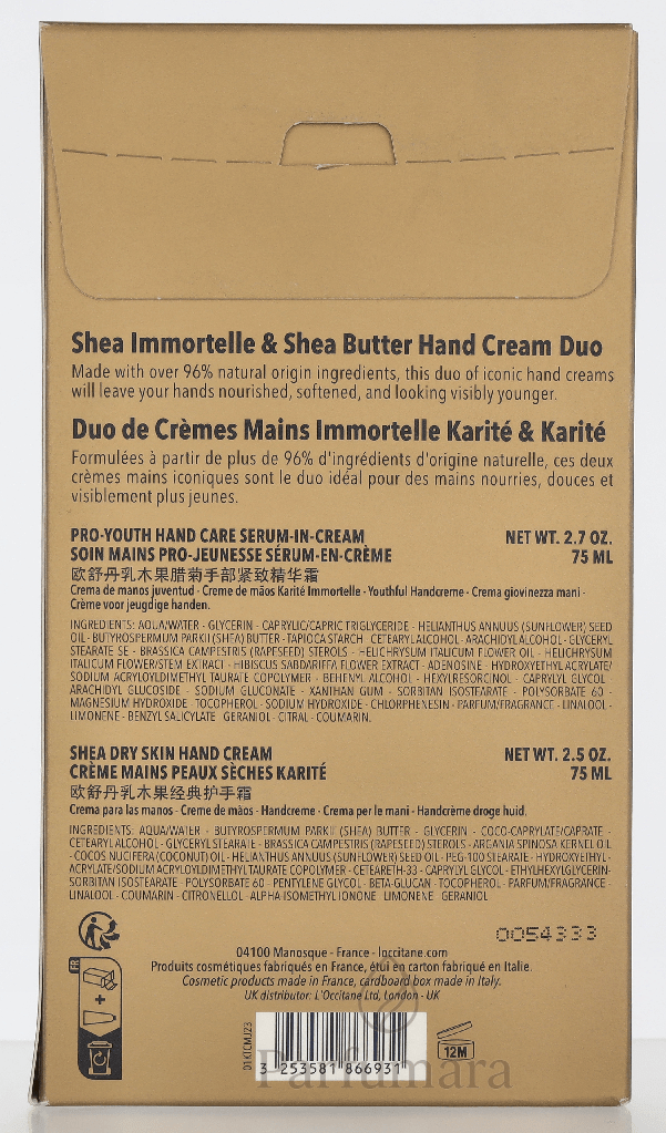 L'Occitane Hand Cream Duo Set 2x 75ml - Shea Immortelle/Shea Butter 150 ml