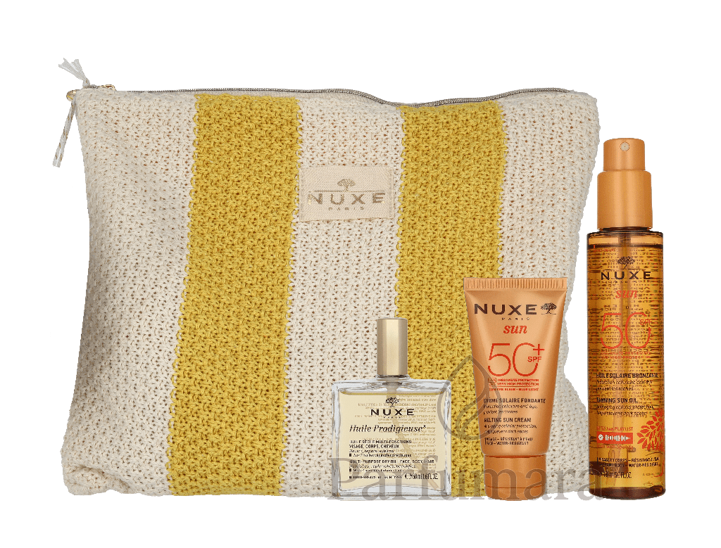 Nuxe Summer Set Tanning Sun Oil SPF50 150ml/Melting Sun Cream SPF50 50ml/Huile Prodigieuse Multi-Puprose Dry Oil 50ml/Pouch 250 ml