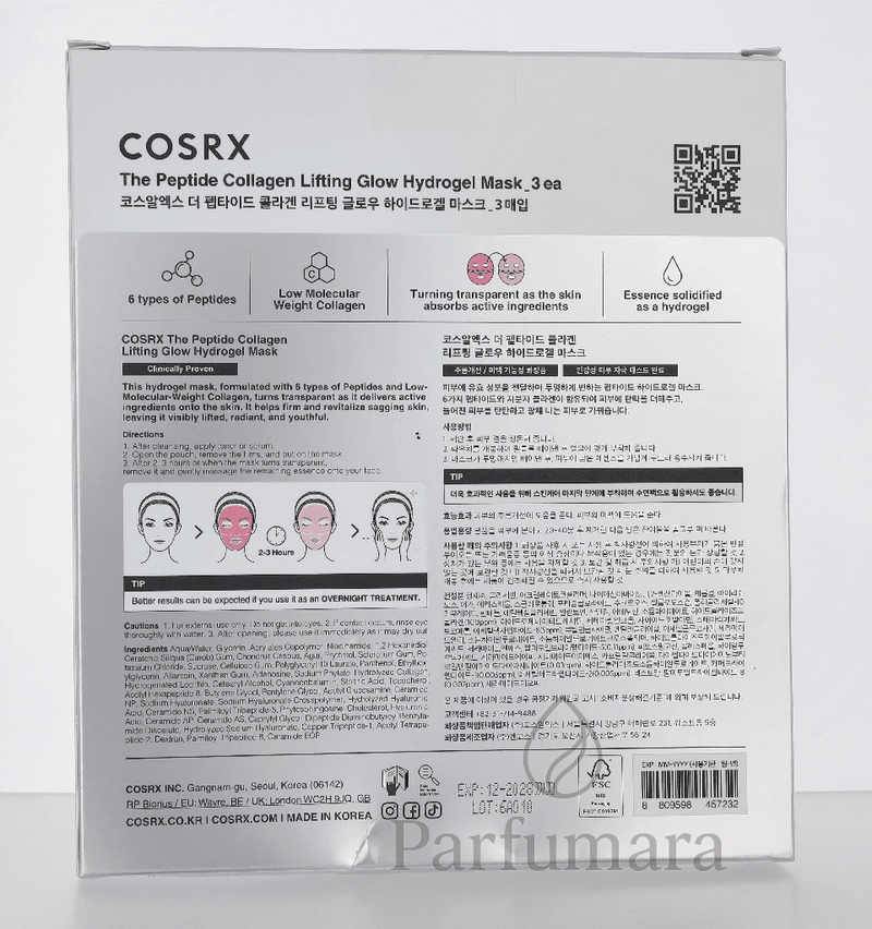 Cosrx The Peptide Collagen Lifting Glow Hydrogel Mask 3 x 34g 102 g