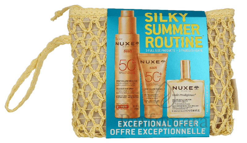 Nuxe Silky Summer Routine Set Body Spray SPF50 150ml/Face Sunscreen Cream SPF50+ 50ml/Dry Care Oil 50ml 250 ml