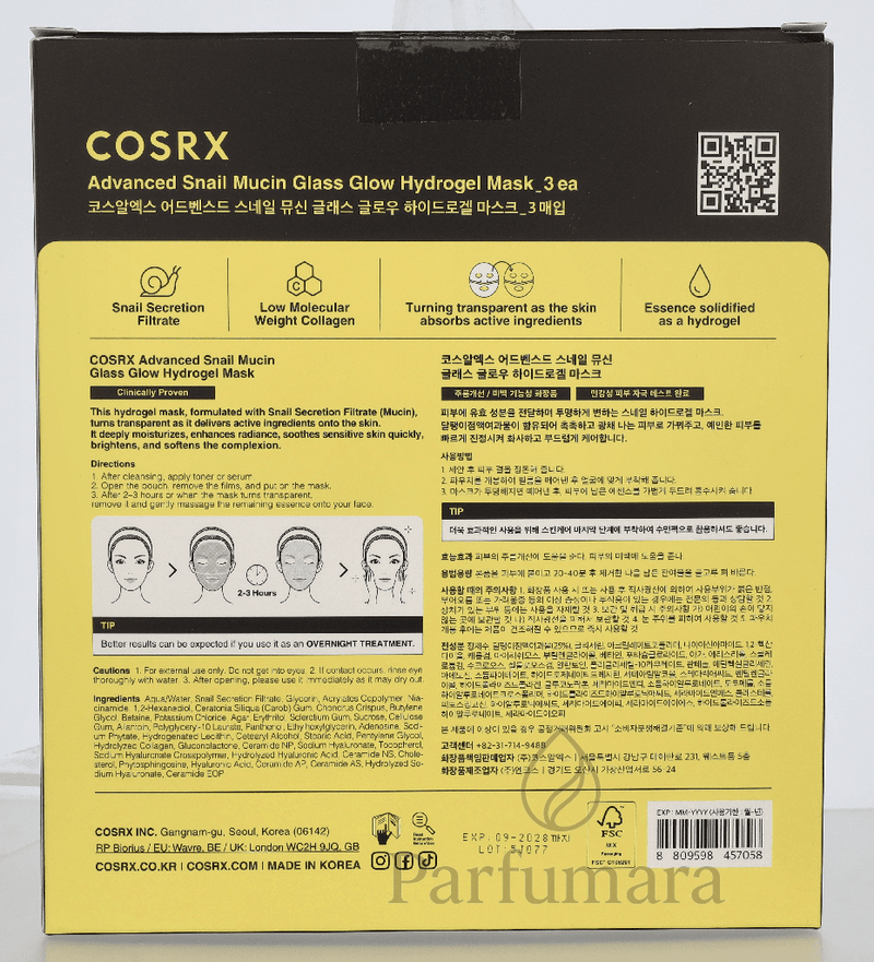 Cosrx Advanced Snail Mucin Glass Glow Hydrogel Mask 34 g