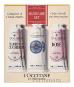 L' Occitane Handcare Set 6x 30ml - 2x Shea Butter/2xRose/2x Cherry Blossom 180 ml