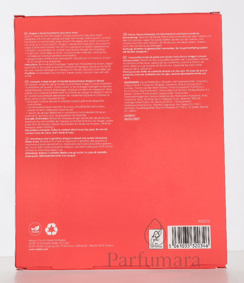 Rodial Dragon's Blood Hyaluronic Jelly Face Mask 4x 34g 136 g