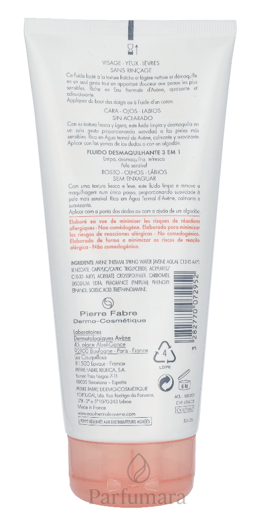 Avene 3 In 1 Make - Up Remover For Sensitive Skin 200 ml