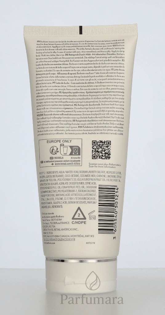 Biotherm Lait De Douche Cleansing Shower Milk With Citrus Essences 200 ml