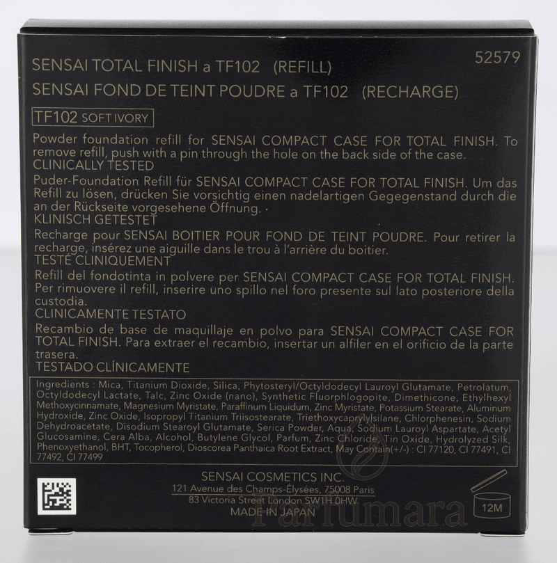 Sensai Total Finish Foundation SPF10 - Refill 102 Soft Ivory 11 g