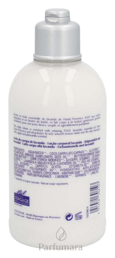 L'Occitane Lavende Haute - Provence Body Lotion With Protected Designation Of Origin Lavender Essential Oil 250 ml