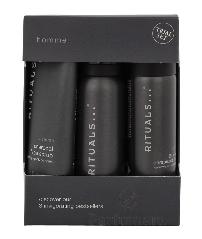 Rituals Homme Trial Set Shower Foam 50ml/24h Anti - Perspirant Spray 50ml/Charcoal Face Scrub 70ml 170 ml