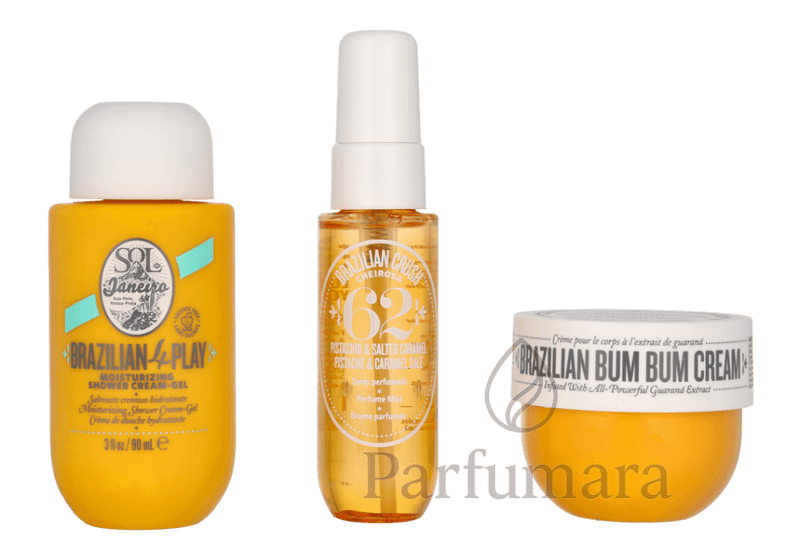 Sol De Janeiro Bum Bum Body Care Set Cheirosa 62 Perfume Mist 30 ml/Brazililan 4 play Shower Cream Gel 90 ml/Bum Bum Cream 50 ml 170 ml