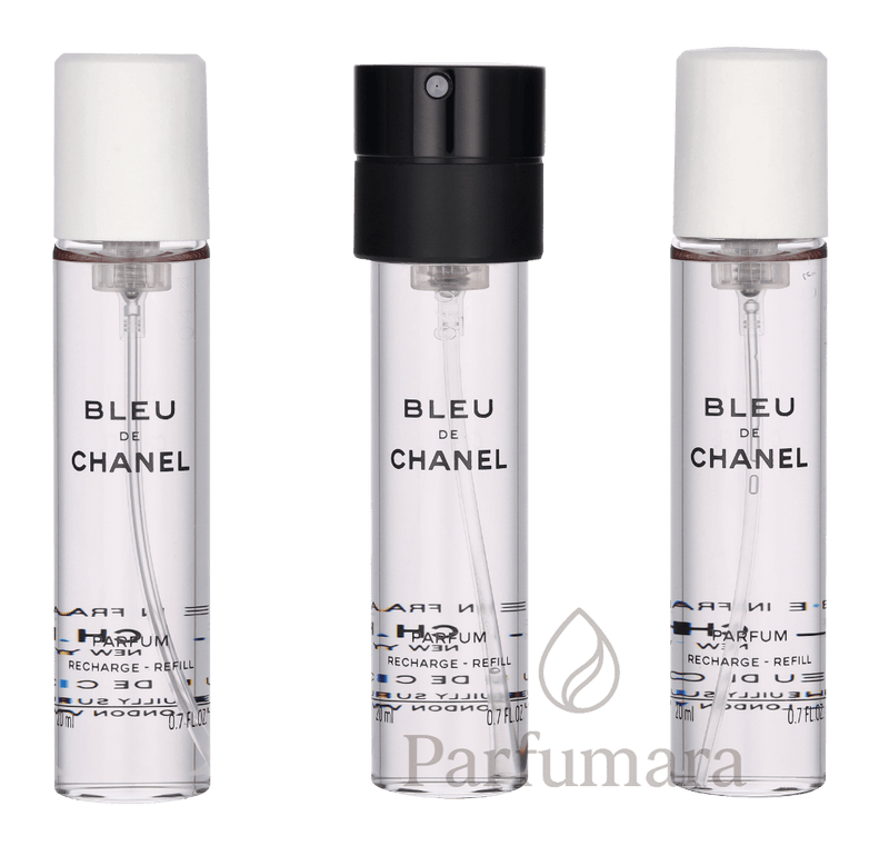 Chanel Bleu De Chanel Pour Homme Giftset 3x Parfum Spray Refill 20ml - Twist and Spray - Travel Sprays 60 ml