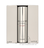 Chanel Allure Homme Sport Geschenkset Eau de Toilette Twist and Spray 3 x 20ml, Cologne Travel Spray and 2x Refills 60 ml