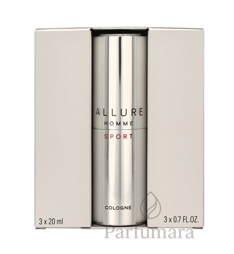 Chanel Allure Homme Sport Geschenkset Eau de Toilette Twist and Spray 3 x 20ml, Cologne Travel Spray and 2x Refills 60 ml