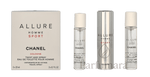 Chanel Allure Homme Sport Geschenkset Eau de Toilette Twist and Spray 3 x 20ml, Cologne Travel Spray and 2x Refills 60 ml