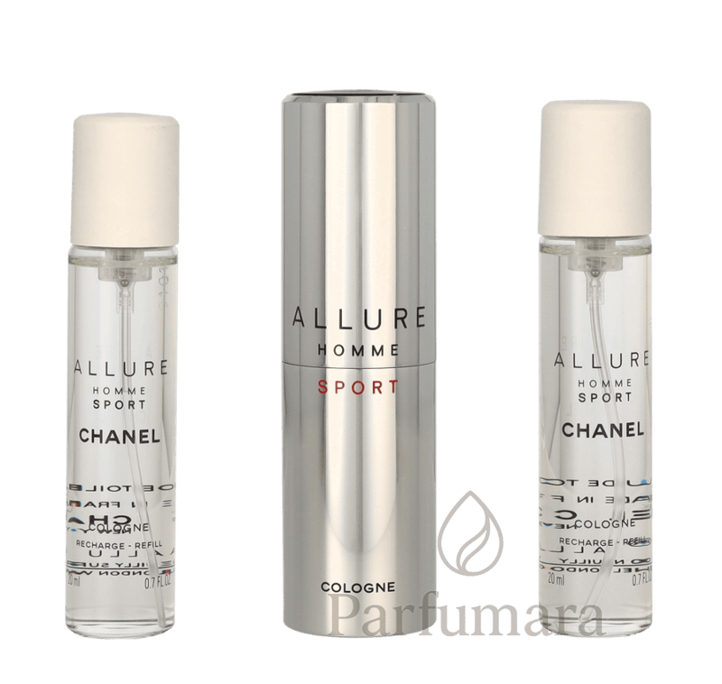 Chanel Allure Homme Sport Geschenkset Eau de Toilette Twist and Spray 3 x 20ml, Cologne Travel Spray and 2x Refills 60 ml