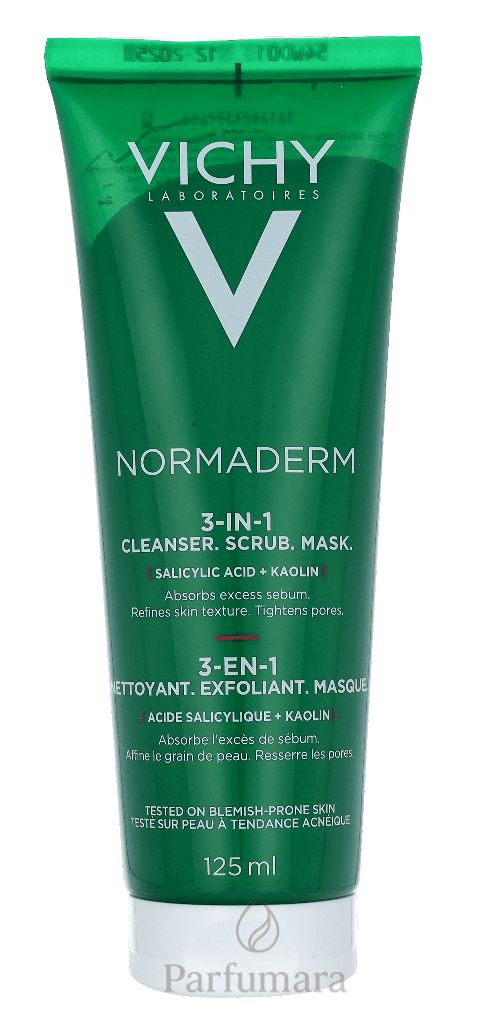 Vichy Normaderm Cleanser 3 In 1 Acne Treatment Scrub+ Cleanser+ Mask, Sensitive Skin 125 ml